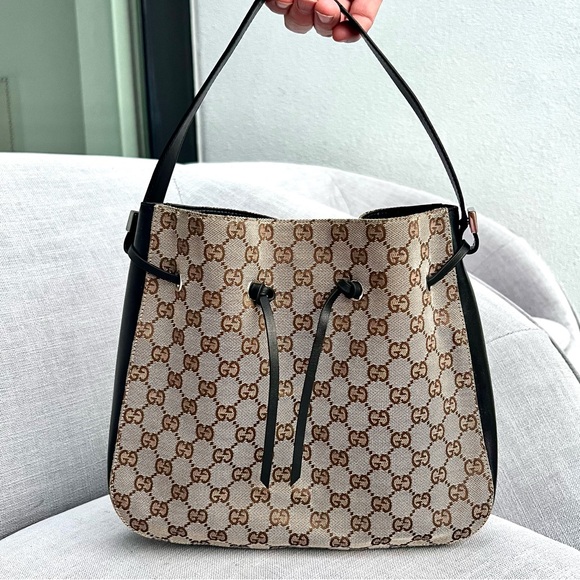 Gucci Handbags - Gucci Monogram bag Canvas and black leather